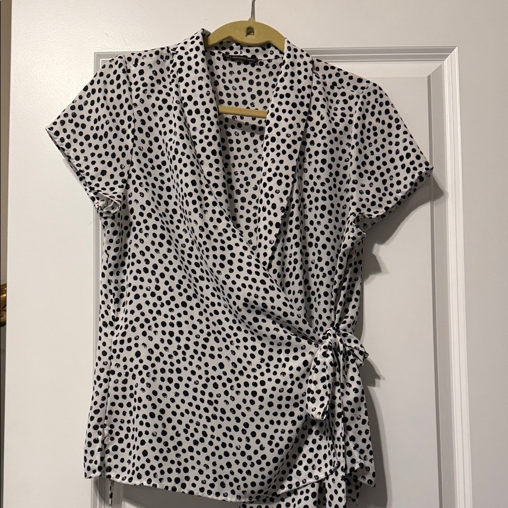 Adrianna Papell Black and White Polka Dot Blouse